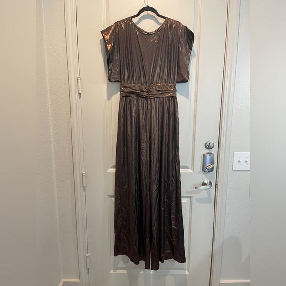 MISA Los Angeles Sophia Metallic Bronze Jumpsuit Size M - Picture 4 of 12